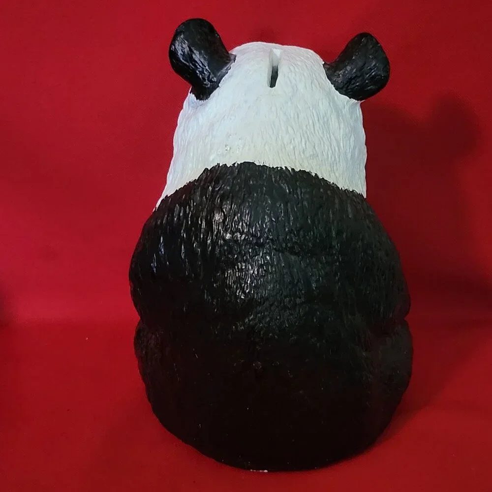 Vintage Panda Bear Piggy Bank Figurine Decor 8 Inch Tall